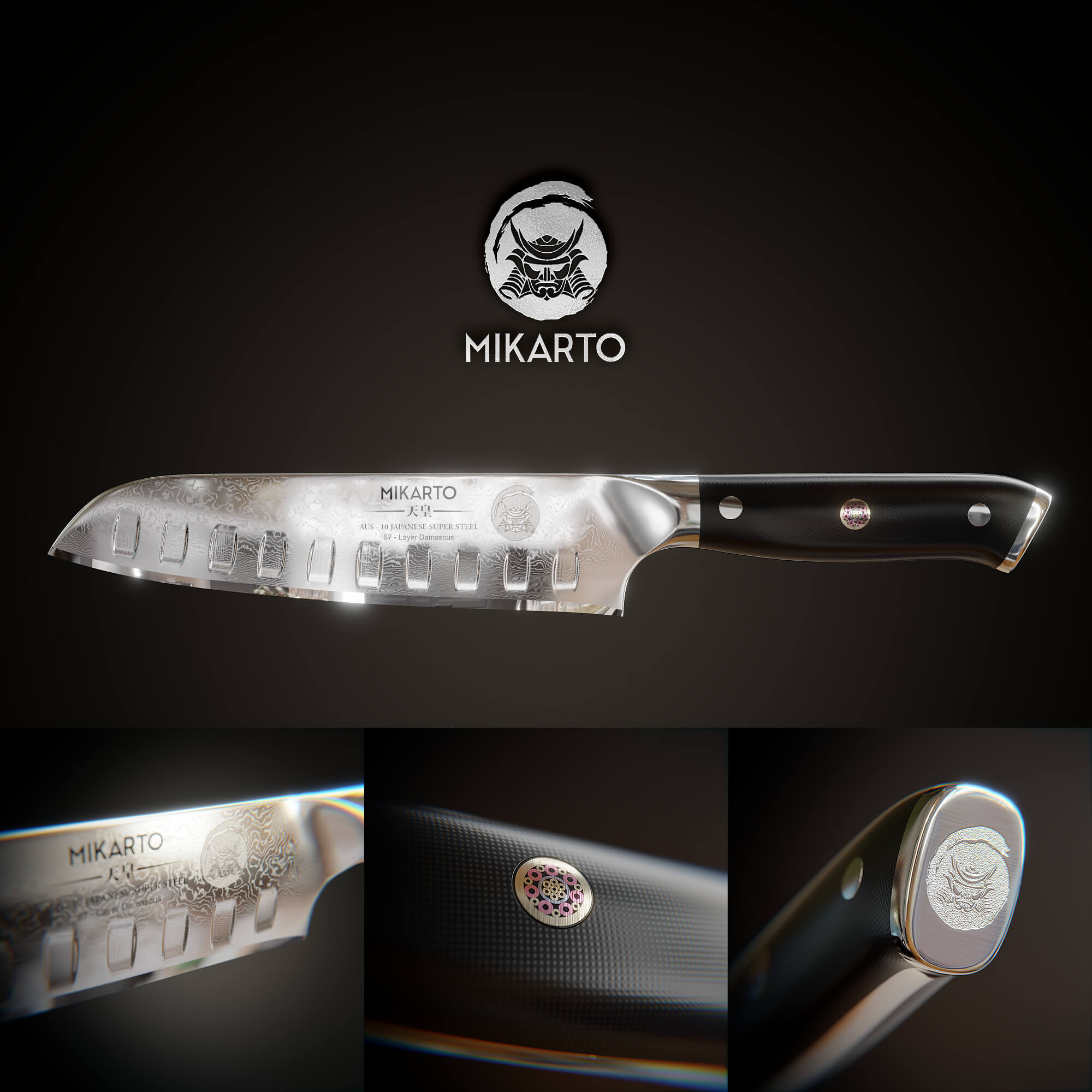 ARNEST [Made in Japan] Knife (Santoku Knife) Patented technology Molybdenum  vanadium steel Lightweight blade length 165 mm A-77679 